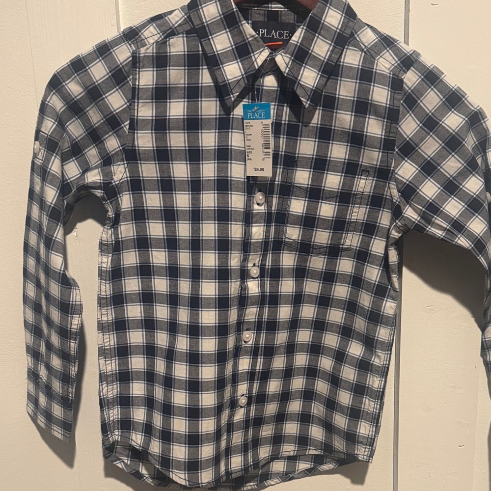 The Children's Place Blue Plaid Kids Shirt- Size small 5-6